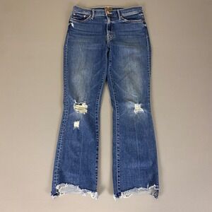MOTHER The Insider Crop Step Chew Jeans Women's Size 27 Blue Dancing On Coals